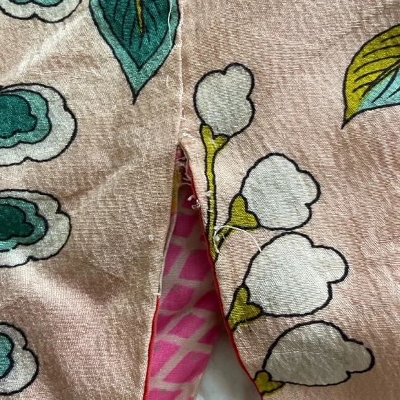 Vintage 👘 Silk Floral Kimono Robe Peach Pink Green Cherry blossom 🌸 OS - Picture 6 of 10